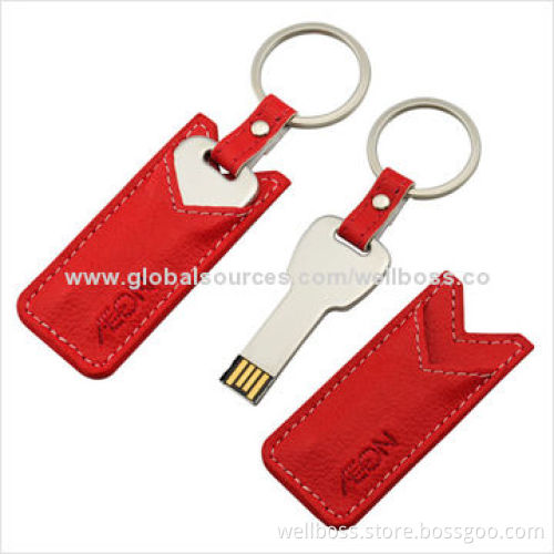 Customized Leather Flash Disk, 1 to 2GB USB Full Real Capacity, Good for Business Gift